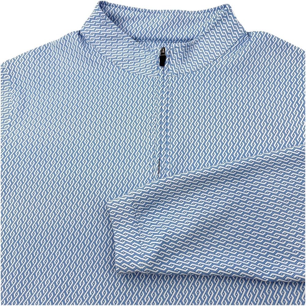 USA Palm Mens XXL 1/4 Zip Golf Pullover Light Blue Geometric Performance - Picture 2 of 12